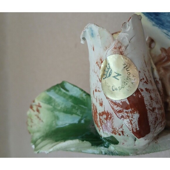 Vintage Capodimonte  Porcelain Candle Holder Made in Italy Bird & Flower RARE - Picture 8 of 12